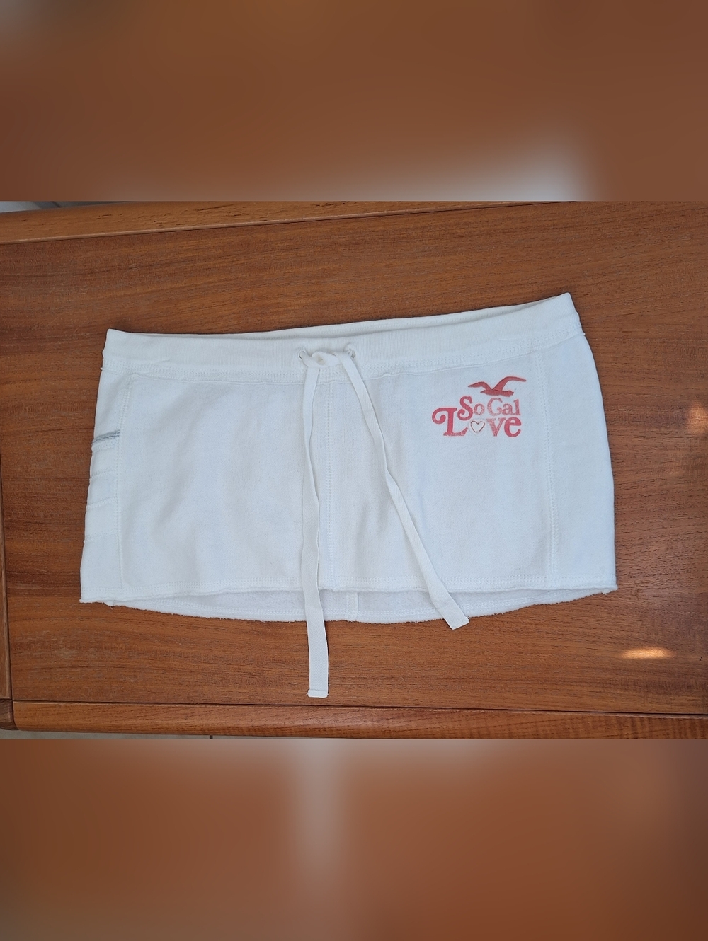 Hollister Y2K Micro Mini Skirt Sporty Logo Athletic Varsity White Wonens XS
